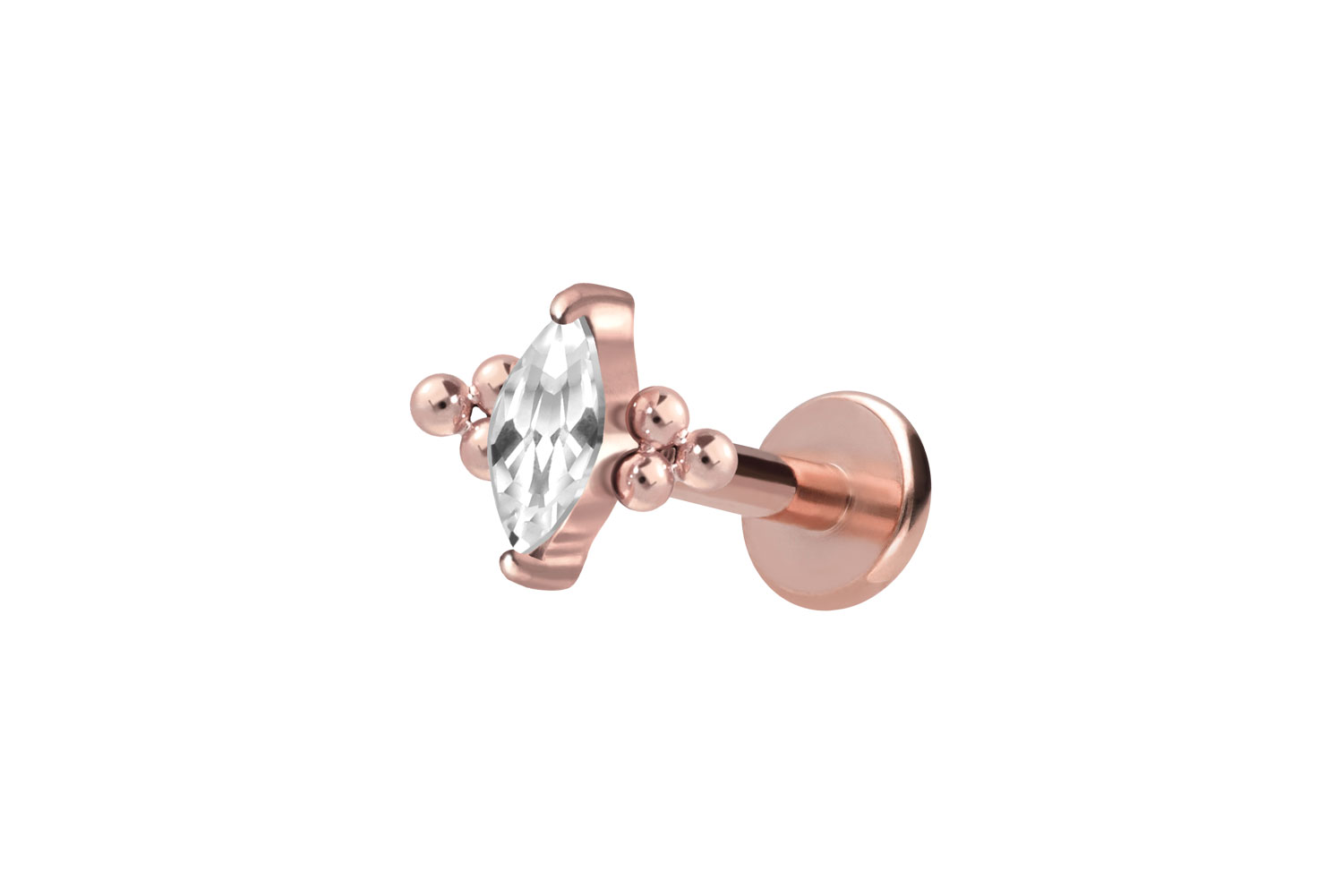 Titan Labret Piercing mit Innengewinde KRISTALLTROPFEN + 6 KUGELN